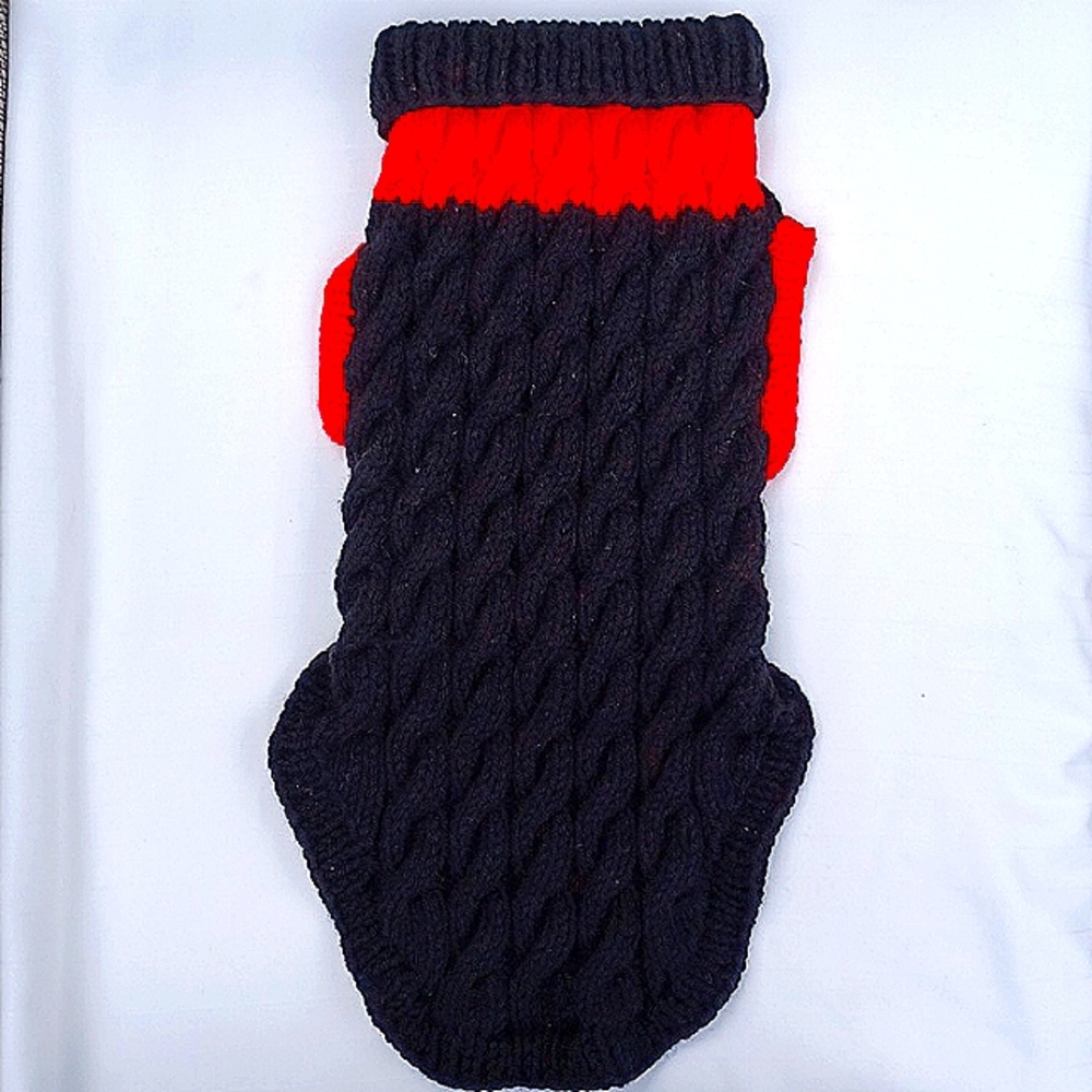 Handmade Knit Cabled Dog Coat NEW- Sz. Med